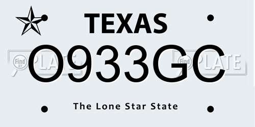 O933GC Texas License Plate