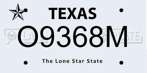 O9368M Texas License Plate