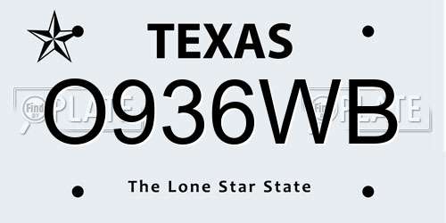 O936WB Texas License Plate