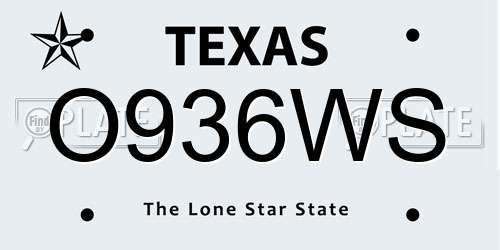 O936WS Texas License Plate