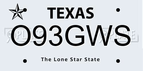 O93GWS Texas License Plate