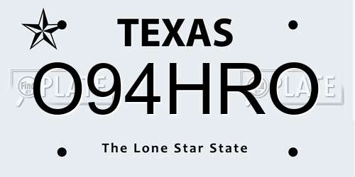 O94HRO Texas License Plate