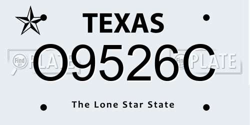 O9526C Texas License Plate