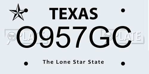 O957GC Texas License Plate