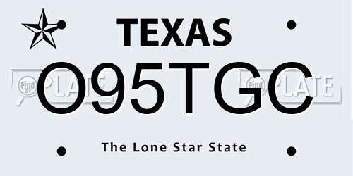 O95TGC Texas License Plate