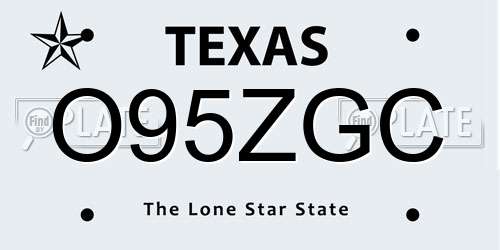 O95ZGC Texas License Plate