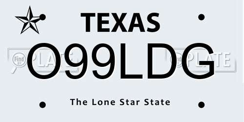 O99LDG Texas License Plate