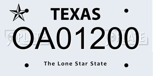OA01200 Texas License Plate