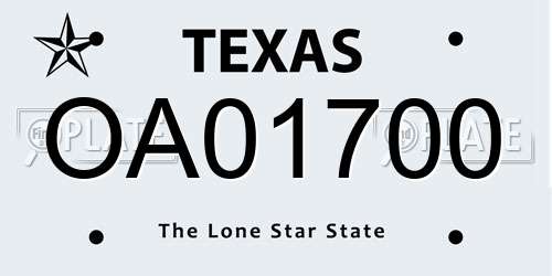 OA01700 Texas License Plate