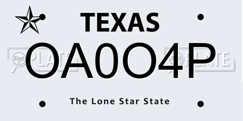 OA0O4P Texas License Plate