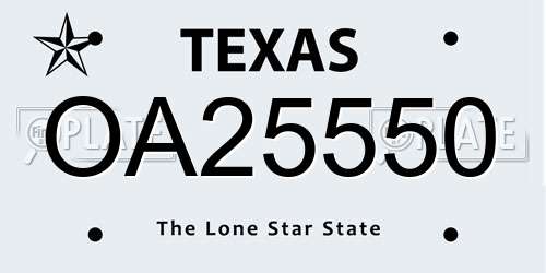 OA25550 Texas License Plate