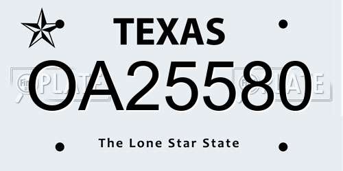 OA25580 Texas License Plate