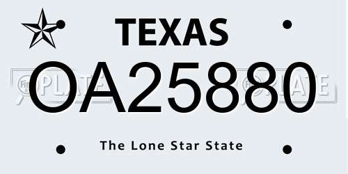 OA25880 Texas License Plate