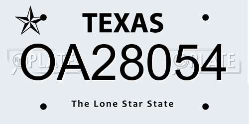 OA28054 Texas License Plate