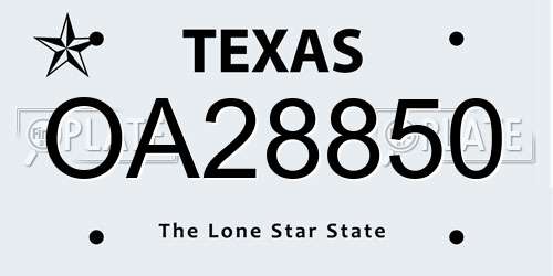 OA28850 Texas License Plate