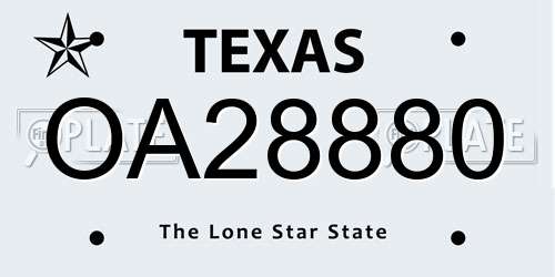 OA28880 Texas License Plate