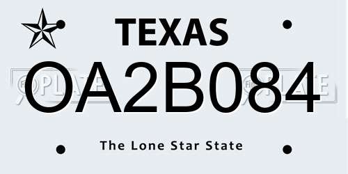 OA2B084 Texas License Plate