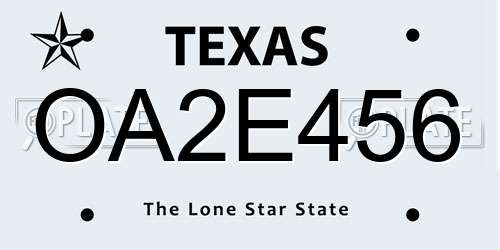 OA2E456 Texas License Plate