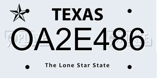 OA2E486 Texas License Plate