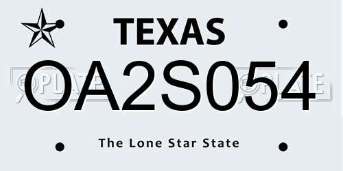 OA2S054 Texas License Plate