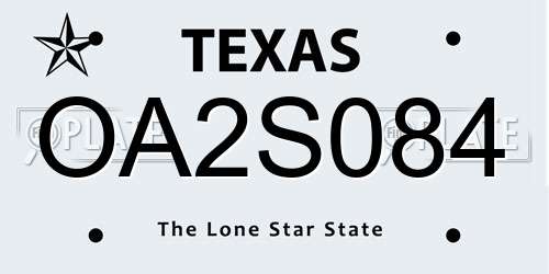 OA2S084 Texas License Plate