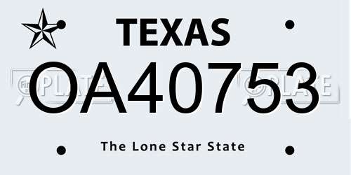 OA40753 Texas License Plate