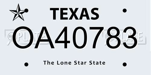 OA40783 Texas License Plate