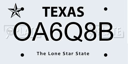 OA6Q8B Texas License Plate