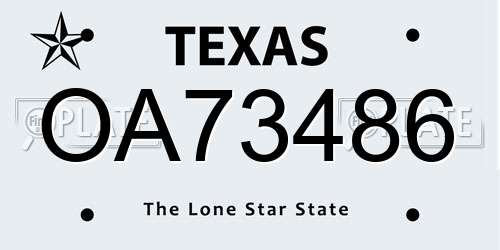 OA73486 Texas License Plate