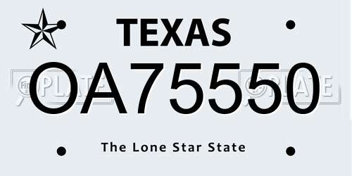 OA75550 Texas License Plate