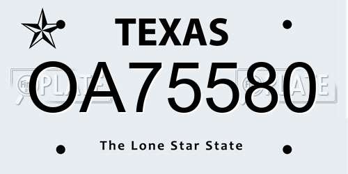 OA75580 Texas License Plate