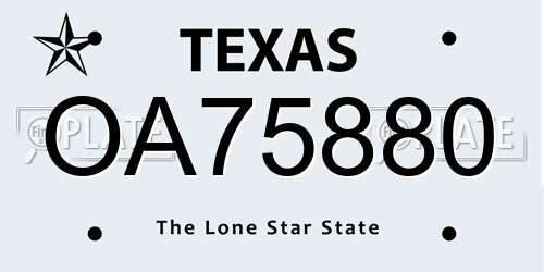 OA75880 Texas License Plate