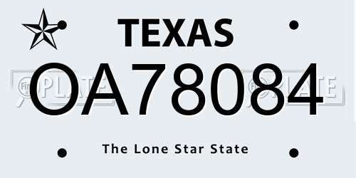 OA78084 Texas License Plate