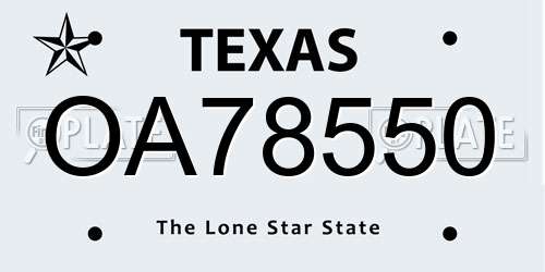 OA78550 Texas License Plate