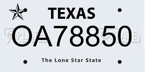OA78850 Texas License Plate