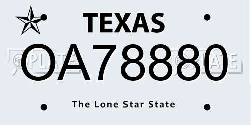OA78880 Texas License Plate
