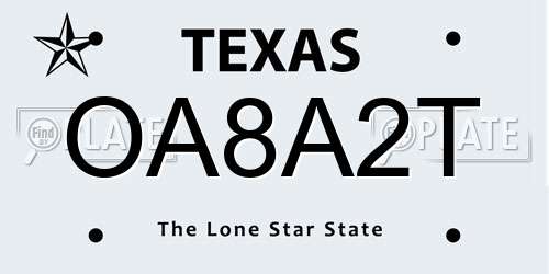 OA8A2T Texas License Plate