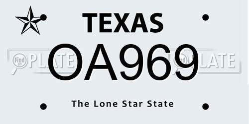 OA969 Texas License Plate