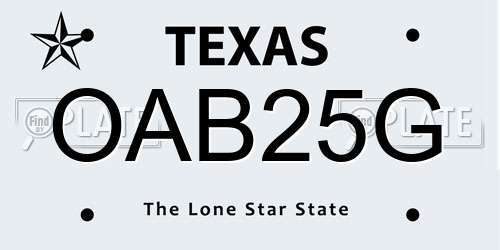 OAB25G Texas License Plate