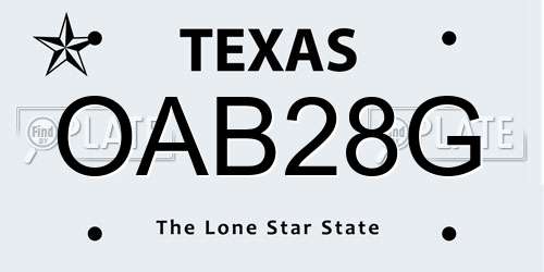 OAB28G Texas License Plate
