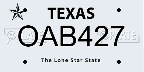 OAB427 Texas License Plate