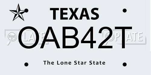 OAB42T Texas License Plate