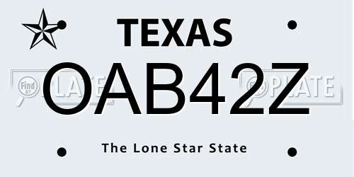 OAB42Z Texas License Plate