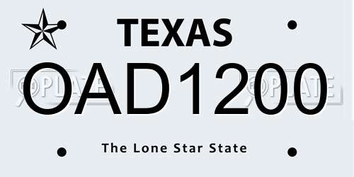 OAD1200 Texas License Plate