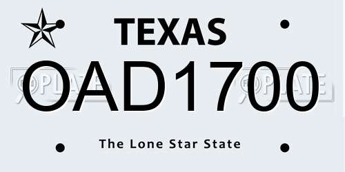 OAD1700 Texas License Plate