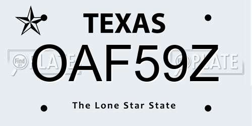 OAF59Z Texas License Plate