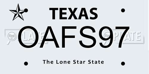 OAFS97 Texas License Plate