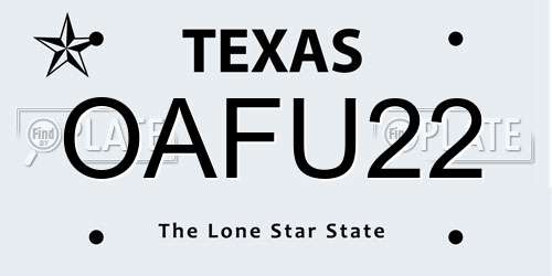 OAFU22 Texas License Plate