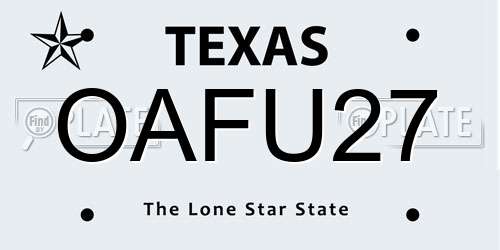 OAFU27 Texas License Plate