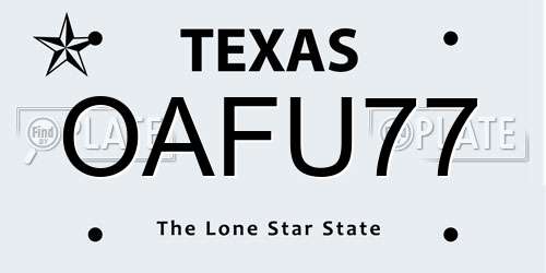 OAFU77 Texas License Plate